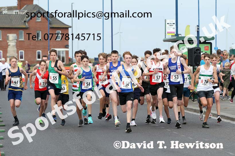 Boys under-15s 2021 Northern 6 and 4 Stage and Young Athletes Road Relays, Redcar. Photo: David T. Hewitson/Sports for All Pics